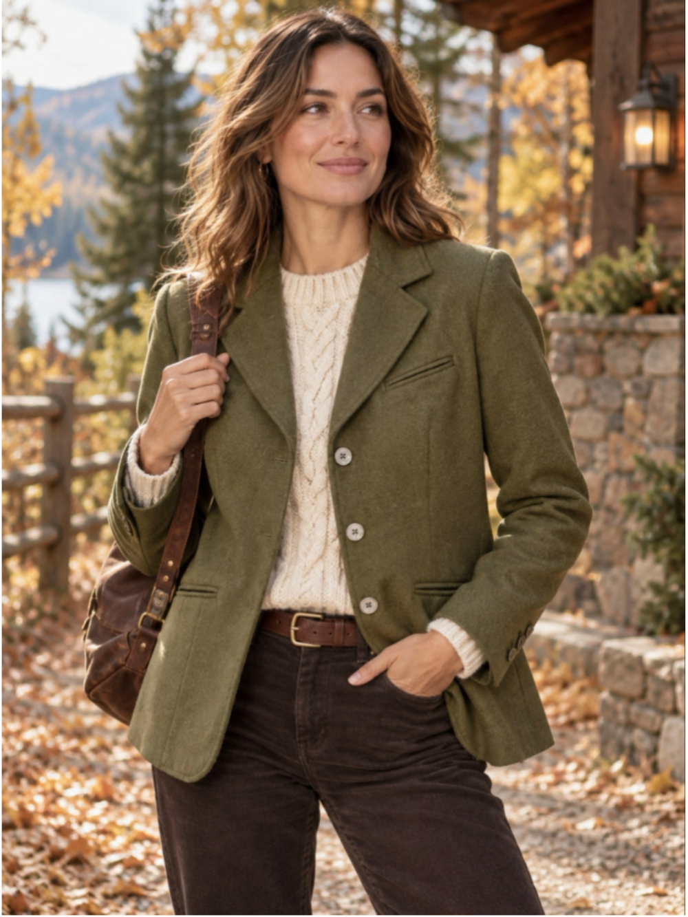 Vintage Eddie Bauer Women’s Olive Green 100% Wool Blazer Heritage Gorpcore